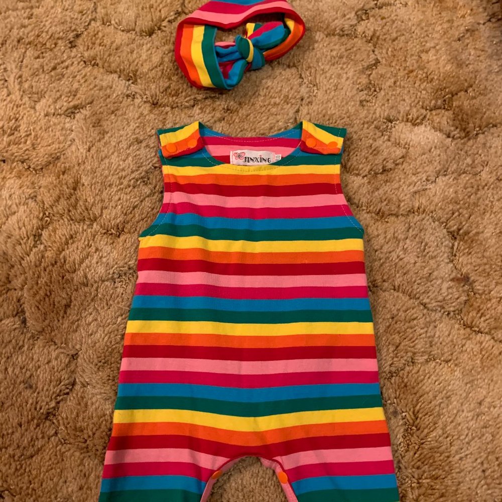 Brightly striped one piece!